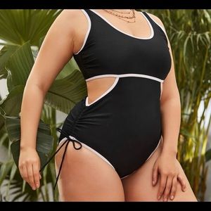 Black and white cut out bathing suit